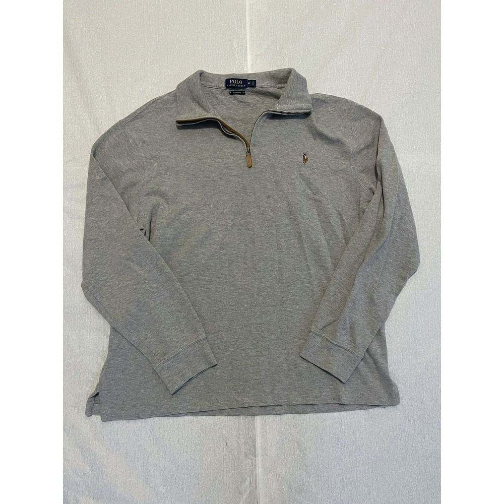 Ralph Lauren Gray Quarter Zip Flesh Pony Sweatshirt Pullover XL